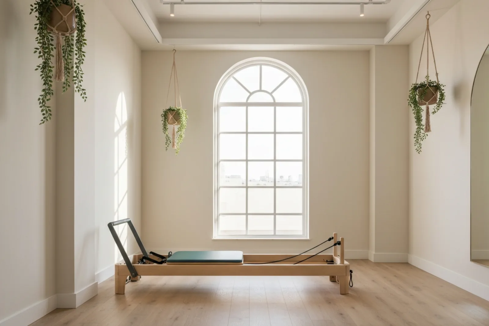 Teal yoga mats, singing bowl, lavender, and candle create a serene space for yoga and pilates in Sliema, Malta.