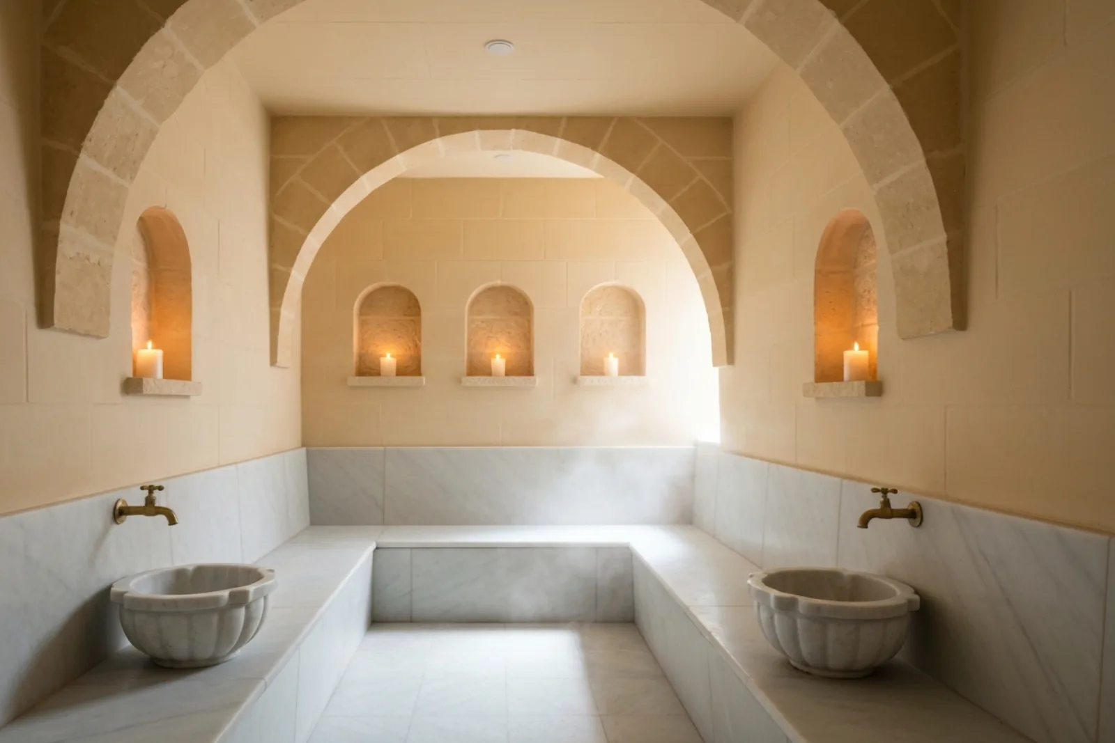 Massage table and lavender in a treatment room at Nataraya, one of the spas and wellness centres in Mellieha, Malta.